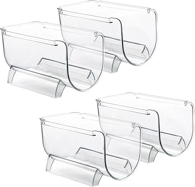 Heshebuy 4 Pack Bottle Rack, Fridge Organizer Bottle Rack, Stackable Wine Rack Plastic Bottle Holder (4)