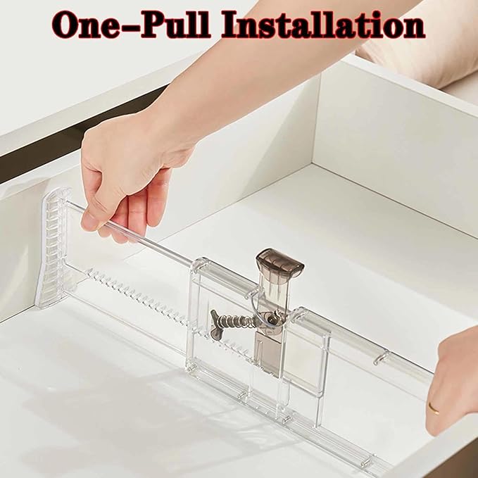 12 Pack Drawer Dividers 3.94" High, 14.94"-21.26" Adjustable Dresser Drawer Organizers for Clothes, Expandable Dresser Separators in Bedroom/Bathroom/Kitchen Organization and Storage