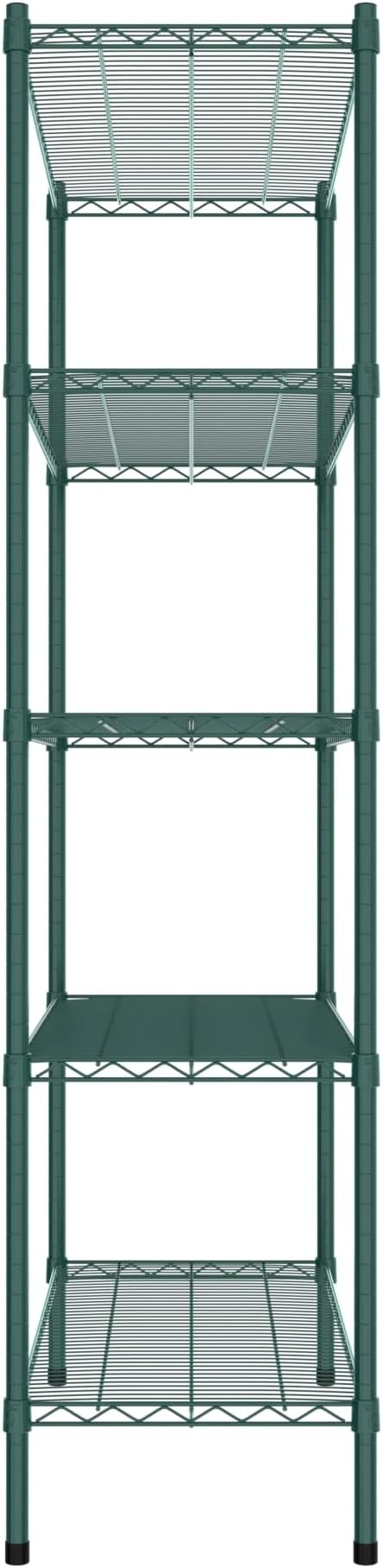 Commercial NSF Listed Green Epoxy Stationary Wire Shelving Kit 18" x 42" x 74", with 5 Shelves Perfect for Warehouse, Walk-in Refrigerator, Freezer, Grocery Store, Restaurant, Dishroom