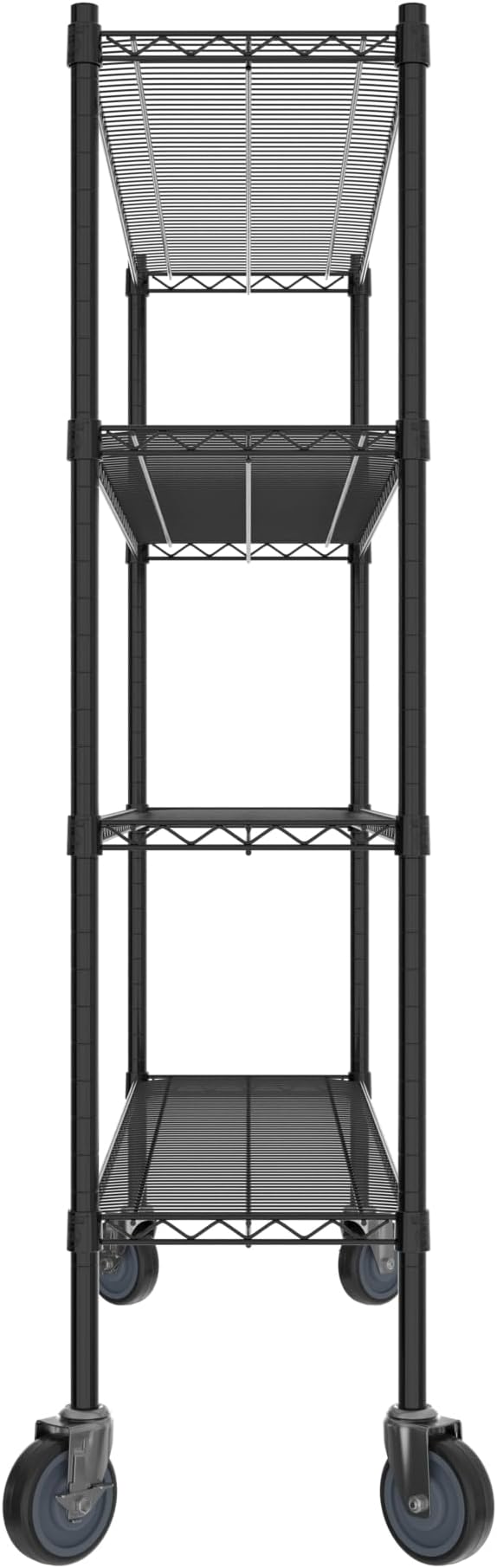Commercial NSF Listed Black Epoxy Mobile Wire Shelving Kit 14" x 54" x 60", with 4 Shelves Perfect for Warehouse, Walk-in Refrigerator, Freezer, Grocery Store, Restaurant, Dishroom