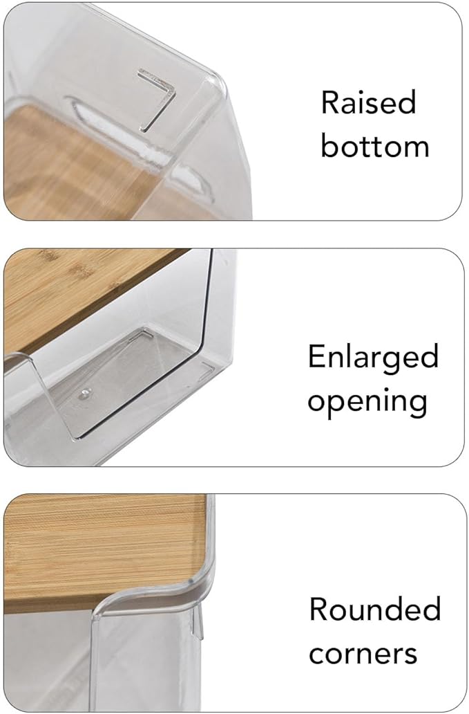 Yinhing 2Pcs Pantry Bin Multifunctional Clear Food Storage Container With Lid Ideal Kitchen Countertop for Efficient Organization and Easy Access To Food Items