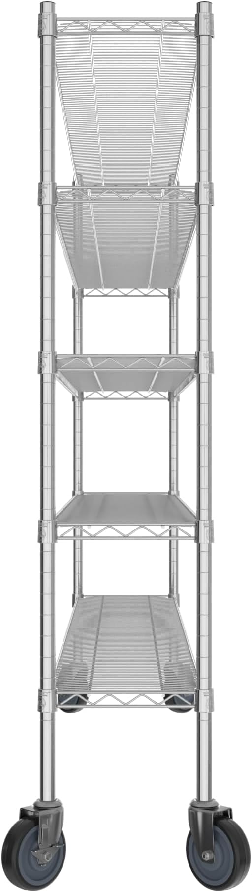 Commercial NSF Listed Chrome Mobile Wire Shelving Kit 12" x 72" x 60", with 5 Shelves Perfect for Warehouse, Walk-in Refrigerator, Freezer, Grocery Store, Restaurant, Dishroom