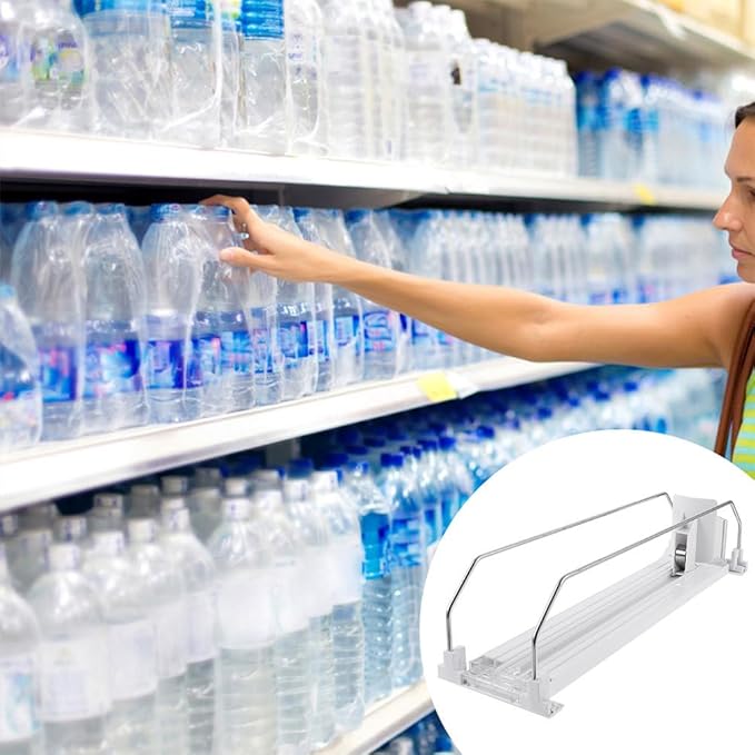 Drink Can Organizer Automatic Soda Can Pusher For Supermarket Shelf Display Adjustable White Plastic Drink Dispenser