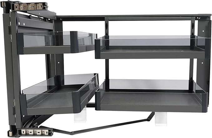 2 Tiers Blind Corner Cabinet Pull out with 4 Detachable Shelves, Corner Cabinet Pull out Left or Right for 14 Inch Opening