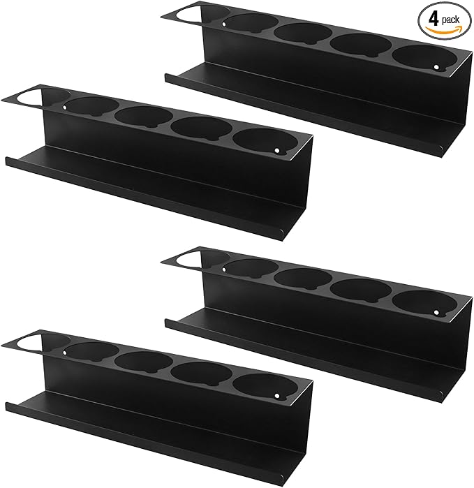 QWORK Heavy-Duty Aerosol Spray Can Holder Rack Organizer, Steel, Powder-Coated, Holds 20 Cans, 4 Pcs, Multipurpose Wall, Toolbox, Cart Mount, No Assembly Required
