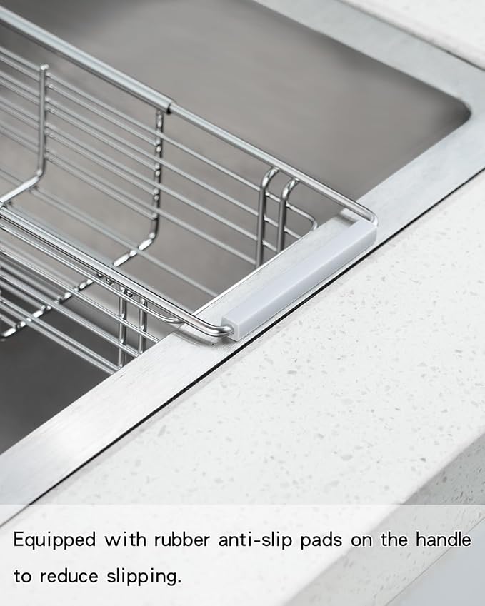 Kitchen Sink Sponge Holder, 304 Stainless Steel Expandable Drain Rack Organizer
