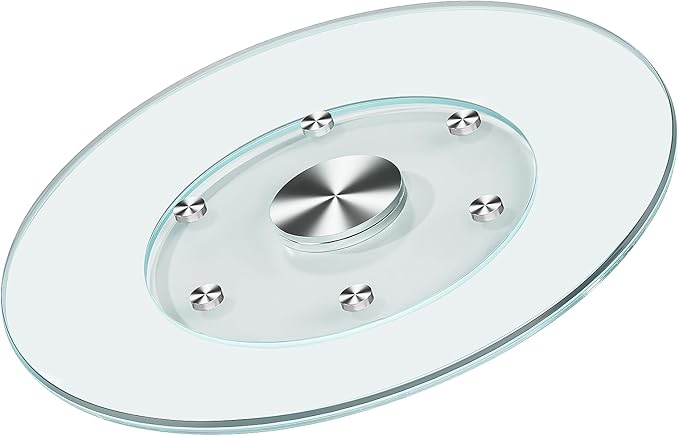 35" Large Lazy Susan for Dining Table Kitchen Glass Turntable with Aluminum Alloy Bearing, Smooth Swivel