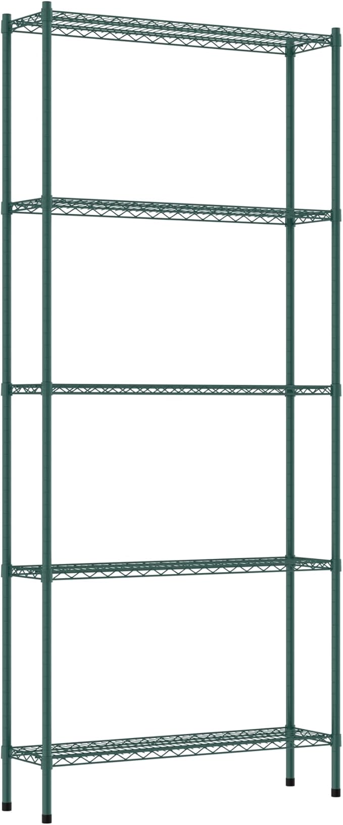 Commercial NSF Listed Green Epoxy Stationary Wire Shelving Kit 12" x 42" x 96", with 5 Shelves Perfect for Warehouse, Walk-in Refrigerator, Freezer, Grocery Store, Restaurant, Dishroom