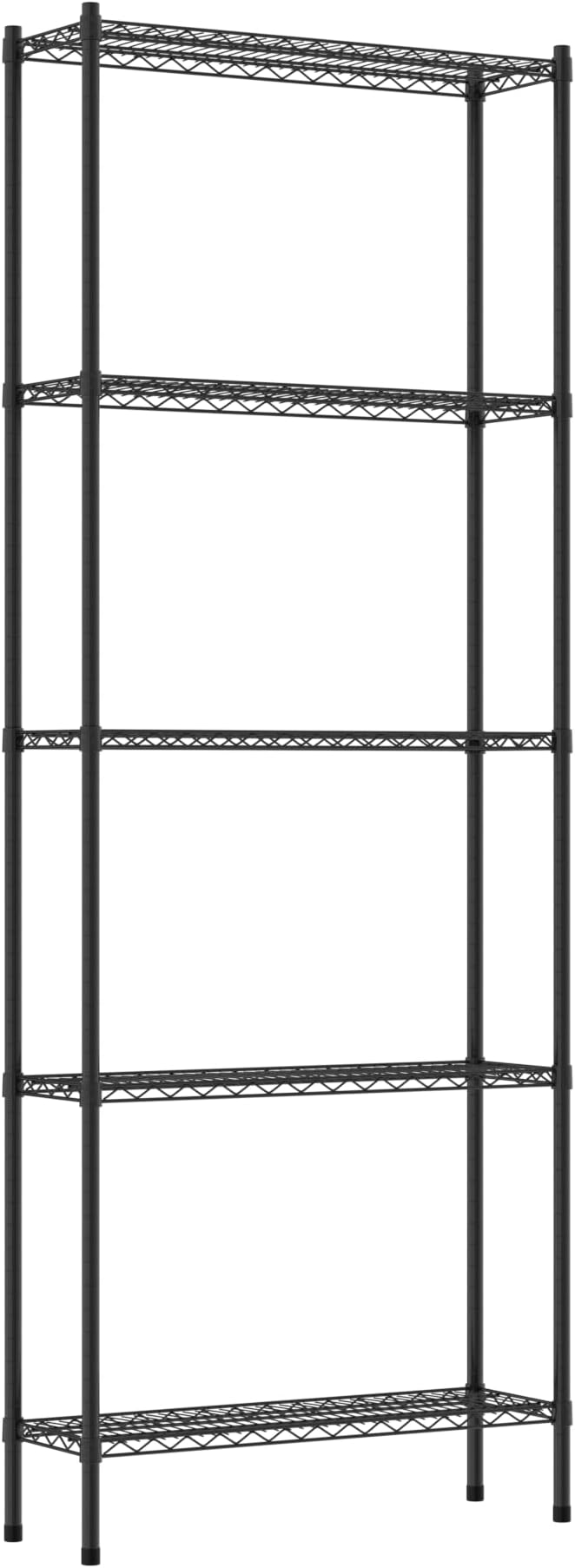 Commercial NSF Listed Black Epoxy Stationary Wire Shelving Kit 12" x 36" x 96", with 5 Shelves Perfect for Warehouse, Walk-in Refrigerator, Freezer, Grocery Store, Restaurant, Dishroom