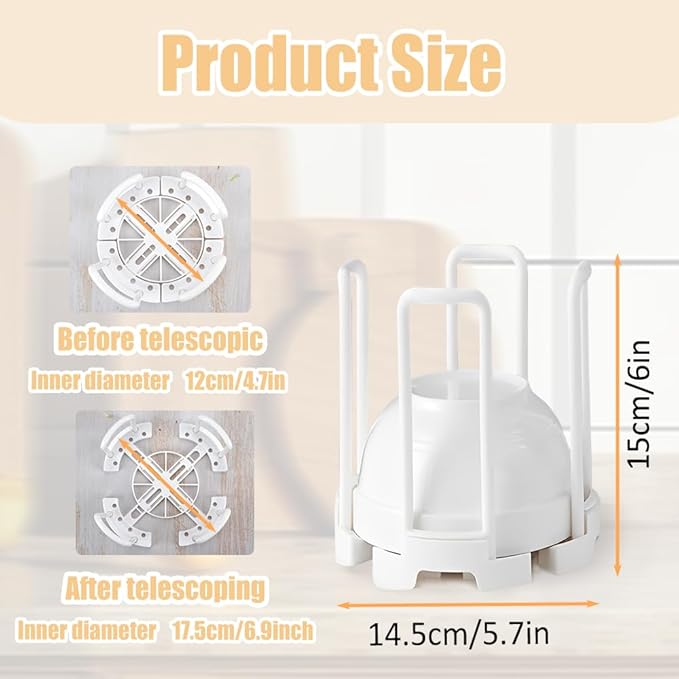 2 Pcs Bowl Rack for Kitchen Cutlery, Retractable Plastic Dish Rack, White Removable Plate Holders Drain Rack, Reusable Multifunctional Plate Organizer for Stacking Bowls and Small Plates