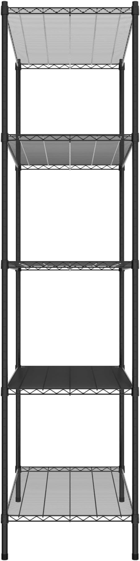 Commercial NSF Listed Black Epoxy Stationary Wire Shelving Kit 24" x 48" x 96", with 5 Shelves Perfect for Warehouse, Walk-in Refrigerator, Freezer, Grocery Store, Restaurant, Dishroom