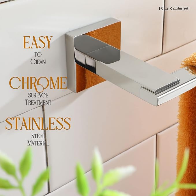 KOKOSIRI 20 Inch Bath Towel Bars Bathroom Towel Racks Towel Holder Towel Rods Kitchen Towel Hanger Bathroom Accessories Stainless Steel Wall Mounted Polished Chrome B4006CH-L20