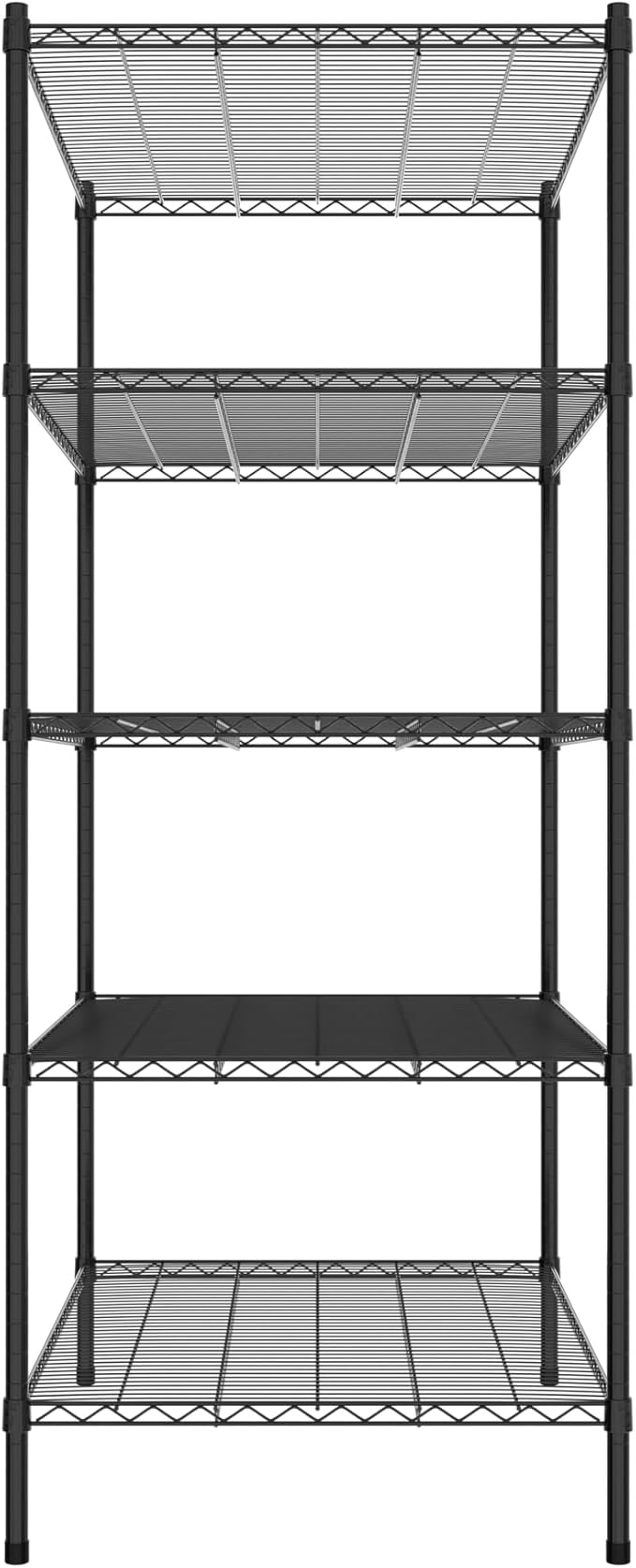 Commercial NSF Listed Black Epoxy Stationary Wire Shelving Kit 30" x 42" x 74", with 5 Shelves Perfect for Warehouse, Walk-in Refrigerator, Freezer, Grocery Store, Restaurant, Dishroom