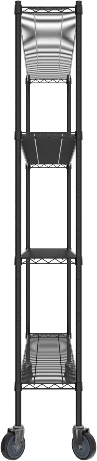 Commercial NSF Listed Black Epoxy Mobile Wire Shelving Kit 12" x 72" x 80", with 4 Shelves Perfect for Warehouse, Walk-in Refrigerator, Freezer, Grocery Store, Restaurant, Dishroom