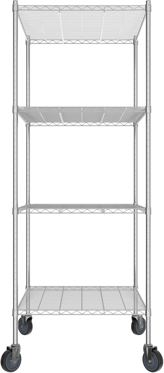 Commercial NSF Listed Chrome Mobile Wire Shelving Kit 30" x 36" x 80", with 4 Shelves Perfect for Warehouse, Walk-in Refrigerator, Freezer, Grocery Store, Restaurant, Dishroom
