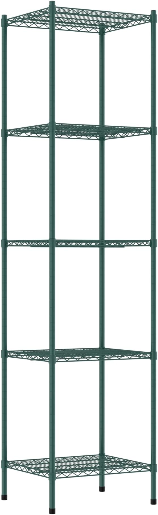 Commercial NSF Listed Green Epoxy Stationary Wire Shelving Kit 21" x 24" x 96", with 5 Shelves Perfect for Warehouse, Walk-in Refrigerator, Freezer, Grocery Store, Restaurant, Dishroom