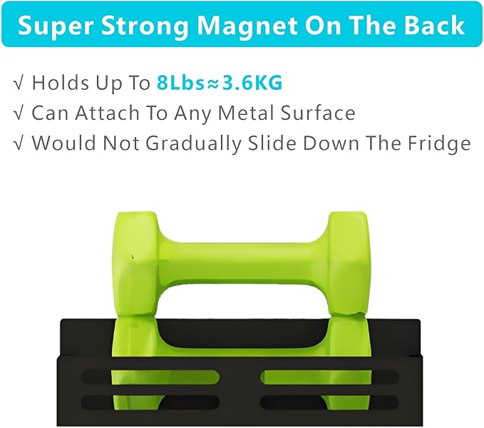 Roysili Magnetic Spice Rack for Refrigerator Magnetic Fridge Shelf for Kitchen Magnetic Shelves for Fridge 4 Pack Black
