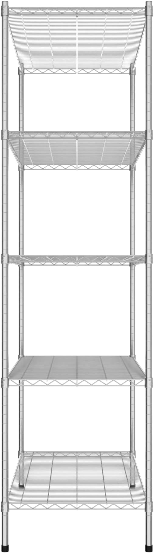 Commercial NSF Listed Chrome Stationary Wire Shelving Kit 24" x 48" x 86", with 5 Shelves Perfect for Warehouse, Walk-in Refrigerator, Freezer, Grocery Store, Restaurant, Dishroom