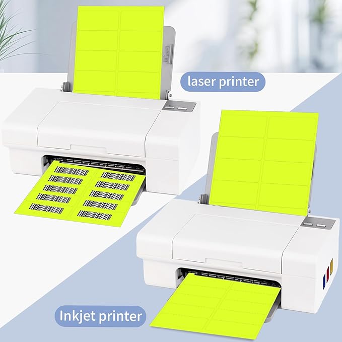 YEGAWEN Shipping Labels Stickers, 2"×4" Printable Mailing Label for Laser/Inkjet Printing- Matte, Permanent Adhesive Labels Stickers (Fluorescent Yellow)