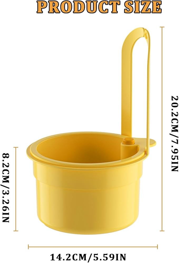 Sink Strainer Basket with One-Touch Drain Mesh, Snap-On Strap & Detachable Design – Kitchen Sink Food Scrap Filtering Storage Organizer (Yellow)