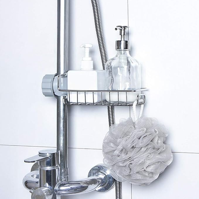 Kitchen Sink Faucet Organizer, Stainless Steel Sink Sponge Holder Around Faucet, Sinks Caddy Organizer, Faucet Storage Rack Sponge, Drying Rack for Kitchen Accessories (COLOR:Silver)