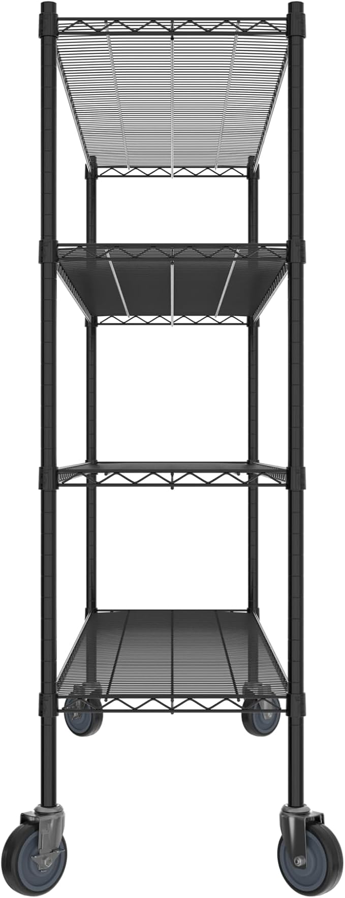 Commercial NSF Listed Black Epoxy Mobile Wire Shelving Kit 18" x 60" x 60", with 4 Shelves Perfect for Warehouse, Walk-in Refrigerator, Freezer, Grocery Store, Restaurant, Dishroom