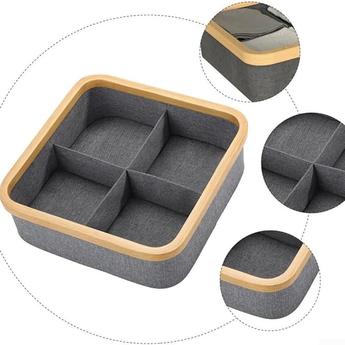 Drawer Organizer Storage Box Cotton Linen Fabric Container for Wardrobe Closet Organization Home Storage Solution Foldable Box for Clothes Underwear Pants(4)