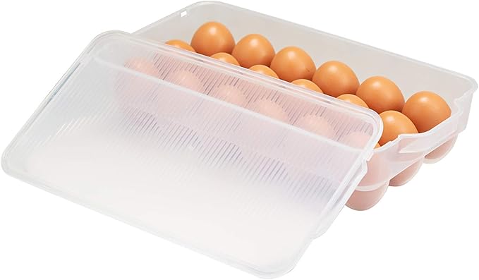 Eslite Covered Egg Holder,Egg Storage for Refrigerator,Fits 18 Eggs,Pack of 4