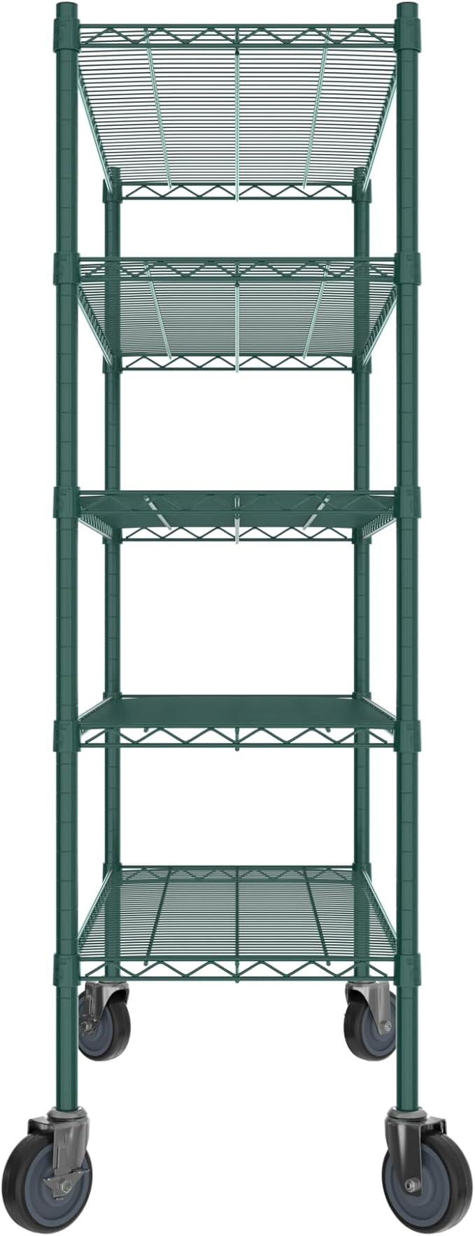 Commercial NSF Listed Green Epoxy Mobile Wire Shelving Kit 18" x 42" x 60", with 5 Shelves Perfect for Warehouse, Walk-in Refrigerator, Freezer, Grocery Store, Restaurant, Dishroom