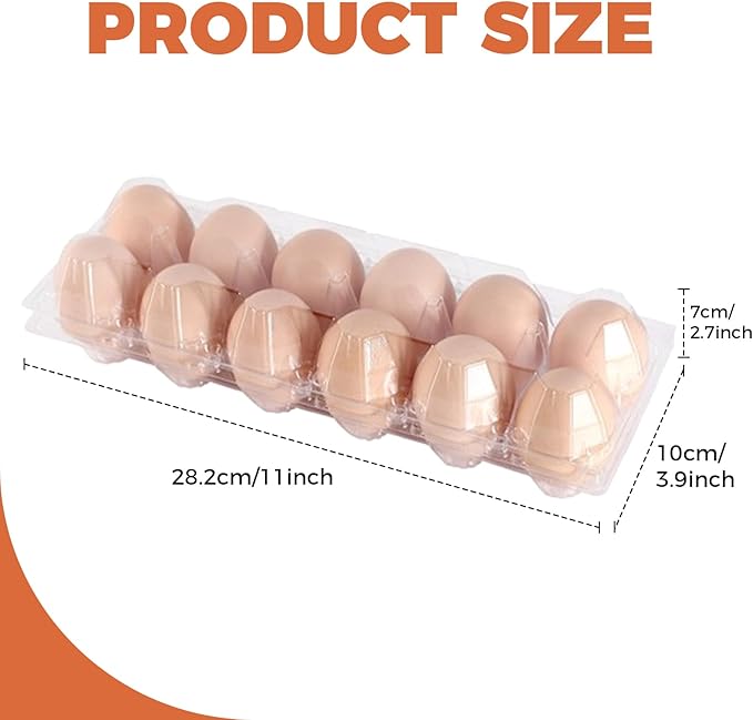 Merkaunis 120 Pcs 12 Count Plastic Egg Cartons Cheap Bulk, 2x6 Grids Clear Empty Egg Cartons, Clear Egg Containers for Fresh Chicken Eggs for Chicken Farm Business Market, Refrigerator Use