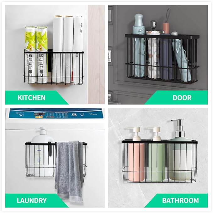Magnetic Fridge Organizer Basket - 11lb Capacity, Tool-Free Setup, Removable Storage for Spices/Foil/Wrap | Kitchen/Office/Locker
