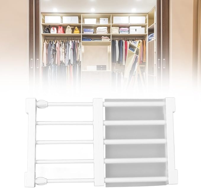 Closet Tension Shelf, Rod Expandable Storage Rack Adjustable Organizer Divider Separator Wardrobe Cupboard Hanging Shelves Pack No Slip Grip Cabinets Inside Capacity (30‑40cm /