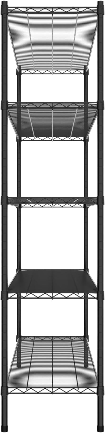 Commercial NSF Listed Black Epoxy Stationary Wire Shelving Kit 18" x 60" x 74", with 5 Shelves Perfect for Warehouse, Walk-in Refrigerator, Freezer, Grocery Store, Restaurant, Dishroom