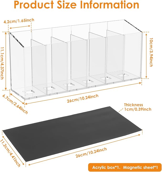 Drink Packet Organizer for Fridge, Magnetic Water Packet Organizer with Removable Divider & 6 Compartment, Drink Holder for Kitchen Pantry Cabinet Fridge