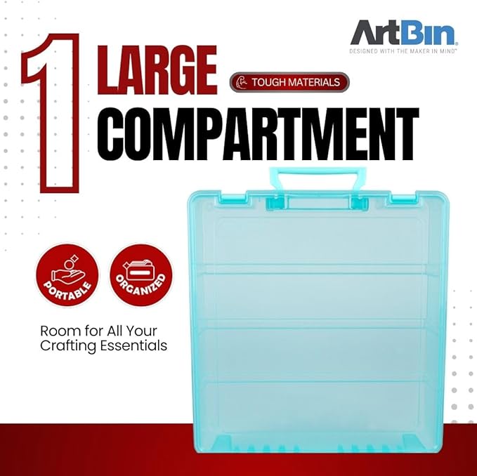 ArtBin 6955AA Super Satchel Compartment Box Clear Craft Organizer Storage Case - Aqua, Pack of 1