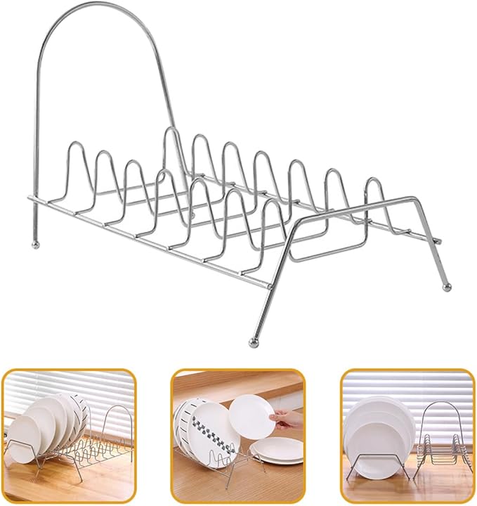 BESPORTBLE Dish Drainer Metal Cabinet Dish Rack Kitchen Counter Organizer Plate Holder Bowl Drying Rack for Kitchen Utensil Storage and Dishware Organization