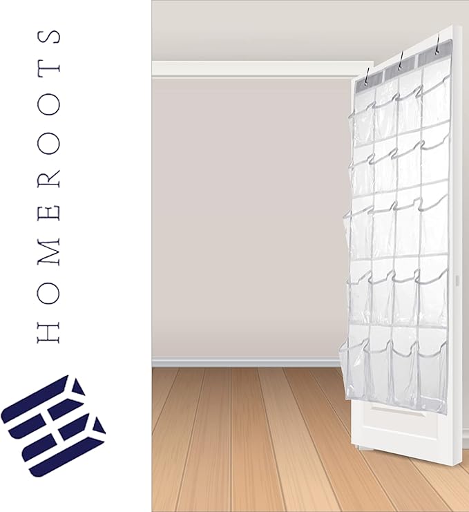 HomeRoots 2 Pack Minimalist Clear Over the Door Pantry Organizer, 20 Pockets
