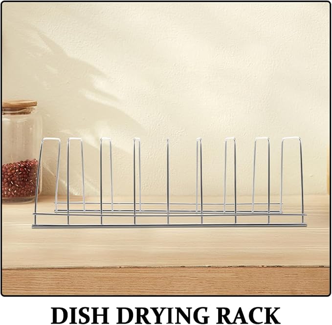Stainless Steel Plate Holder for Cabinet, Compact Dish Drying Rack and Organizer, Vertical Kitchen Dish Rack for Countertop, Rust-Proof Tableware Drainage Storage Stand for Plates and Saucers