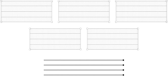 Commercial NSF Listed Chrome Stationary Wire Shelving Kit 18" x 42" x 64", with 5 Shelves Perfect for Warehouse, Walk-in Refrigerator, Freezer, Grocery Store, Restaurant, Dishroom