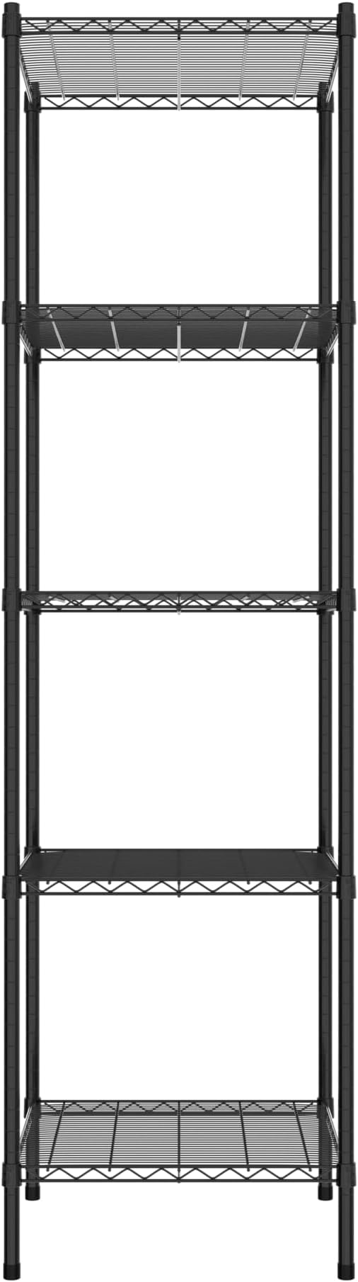 Commercial NSF Listed Black Epoxy Stationary Wire Shelving Kit 24" x 24" x 86", with 5 Shelves Perfect for Warehouse, Walk-in Refrigerator, Freezer, Grocery Store, Restaurant, Dishroom