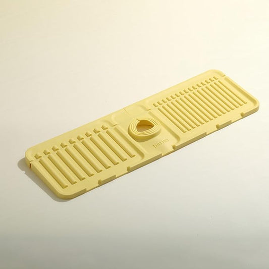 UUbik Sink Faucet Absorbing Mat,Kitchen Sink Splash Guard Longer Silicone Sink Faucet Mat,Silicone Sink Faucet Mat for Dish Soap Sponge Holder for Bathroom (Yellow,17.5x5.5 Inch)