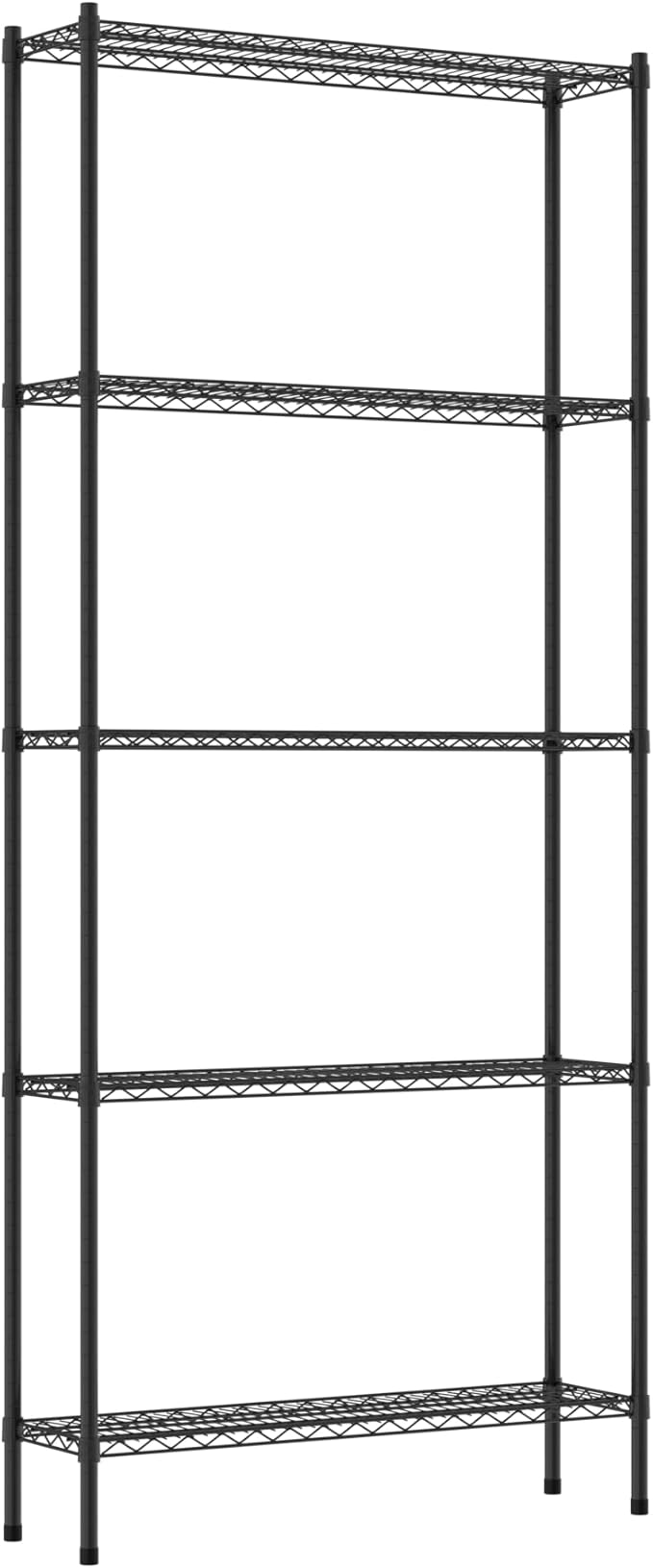 Commercial NSF Listed Black Epoxy Stationary Wire Shelving Kit 12" x 42" x 96", with 5 Shelves Perfect for Warehouse, Walk-in Refrigerator, Freezer, Grocery Store, Restaurant, Dishroom