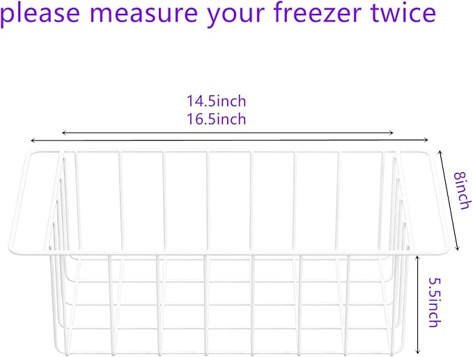 Y.Z.Bros 16.5 Inch Chest Freezer Organizer Storage Baskets Bins Metal Wire, Settle freezer chaos and reduce food waste effectively, Durable, Fully Use Space, Improve Air Circulate, 2 Pack