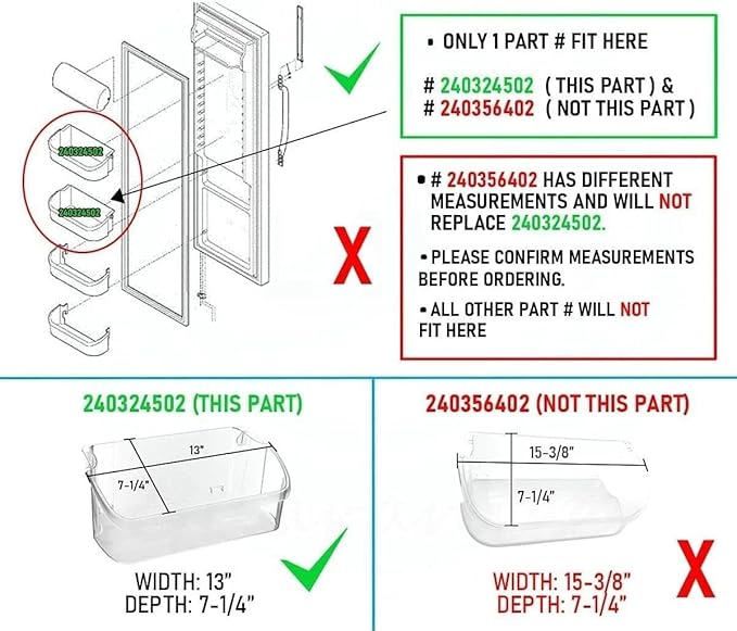 240324502 Door Bin Shelf - for Frigidaire Refrigerator Door shelves - Fridge door condiments beverages organizer - Refrigerator door Shelf replacement - Fridge plastic shelves Bin - W 13 in