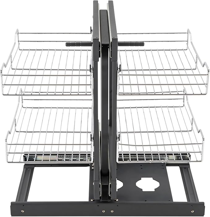 Blind Corner Pull Out Organizer, Heavy Duty 11 Inch Chrome 4 Shelf Slide Cabinet For Minimum Cabinet Size 31.5