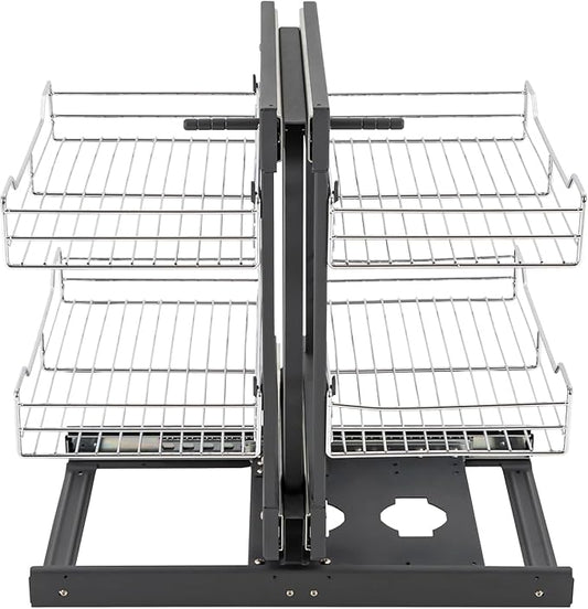Blind Corner Pull Out Organizer, Heavy Duty 11 Inch Chrome 4 Shelf Slide Cabinet For Minimum Cabinet Size 31.5