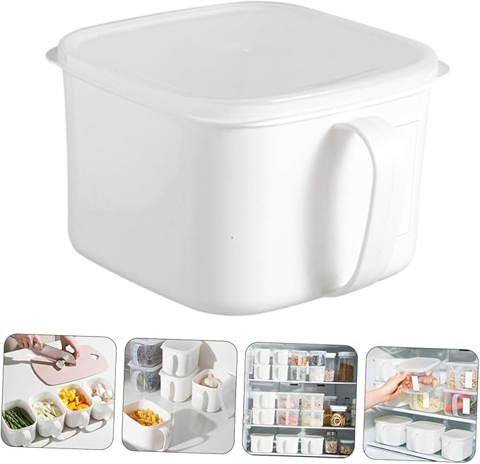 2pcs Large White Food Storage Containers with Handles and Labels, Plastic Airtight Fridge Fresh-keeping Boxes for Fruits, Cereals, Dry Food Organization