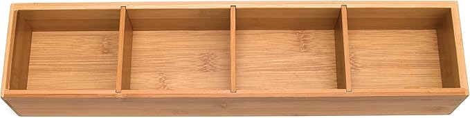 Lipper International Bamboo Drawer Organizer with 3 Removable Dividers, Brown