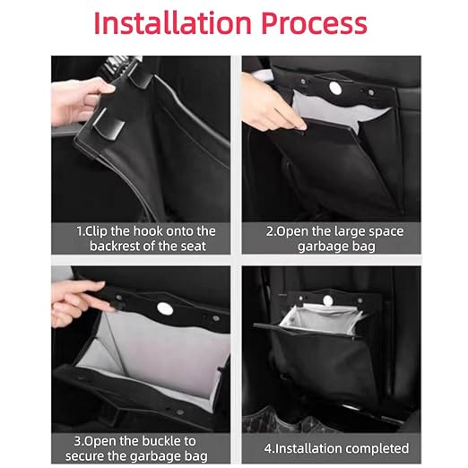 Car Leather Trash Bag Smart LED Waterproof Organizer Storage Garbage Can (Caki)