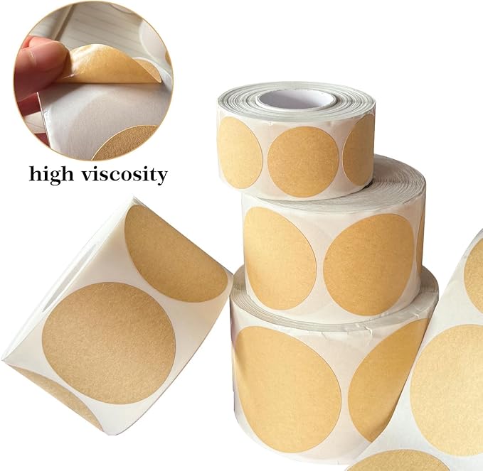 2 Inch Color Coding Dots, Light Brown Round Stickers, 500 Pcs Matte Finish Self-Adhesive Writable Kraft Labels for Packages, Containers, Organizing, Craft Projects, Jar and Canning Labels